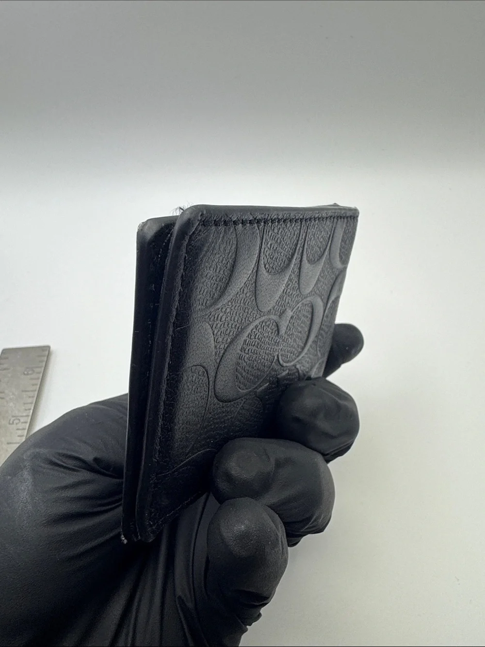 Coach Black Embossed Signature Slim Card Case